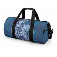 Navy Blue Polynesia Hammerhead Shark Tattoo With Plumeria Lei Duffle Bag LT14 - Polynesian Pride