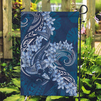 Navy Blue Polynesia Hammerhead Shark Tattoo With Plumeria Lei Garden Flag