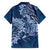 Navy Blue Polynesia Hammerhead Shark Tattoo With Plumeria Lei Hawaiian Shirt