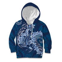 Navy Blue Polynesia Hammerhead Shark Tattoo With Plumeria Lei Kid Hoodie LT14 Hoodie Navy Blue - Polynesian Pride