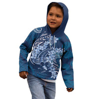 Navy Blue Polynesia Hammerhead Shark Tattoo With Plumeria Lei Kid Hoodie LT14 - Polynesian Pride