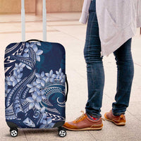 Navy Blue Polynesia Hammerhead Shark Tattoo With Plumeria Lei Luggage Cover