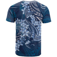 Navy Blue Polynesia Hammerhead Shark Tattoo With Plumeria Lei T Shirt