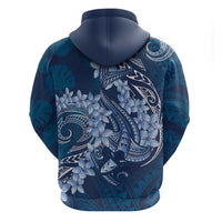 Navy Blue Polynesia Hammerhead Shark Tattoo With Plumeria Lei Zip Hoodie LT14 - Polynesian Pride