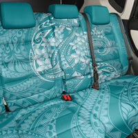 Teal Polynesia Hammerhead Shark Tattoo With Plumeria Lei Back Car Seat Cover