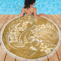 Yellow Polynesia Hammerhead Shark Tattoo With Plumeria Lei Beach Blanket