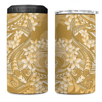 Yellow Polynesia Hammerhead Shark Tattoo With Plumeria Lei 4 in 1 Can Cooler Tumbler