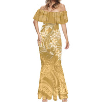 Yellow Polynesia Hammerhead Shark Tattoo With Plumeria Lei Mermaid Dress