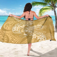 Yellow Polynesia Hammerhead Shark Tattoo With Plumeria Lei Sarong
