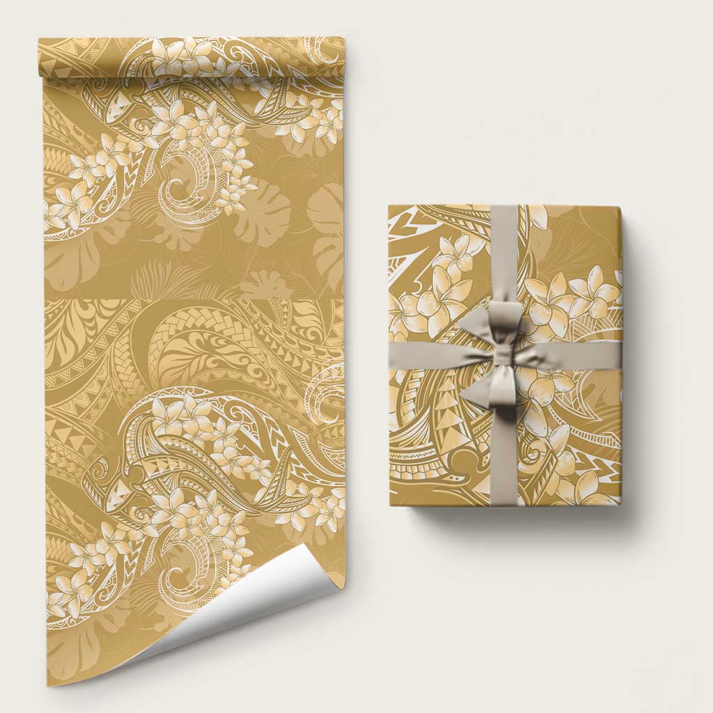 Yellow Polynesia Hammerhead Shark Tattoo With Plumeria Lei Wrapping Paper - Polynesian Pride