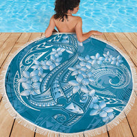 Blue Polynesia Hammerhead Shark Tattoo With Plumeria Lei Beach Blanket