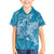 Blue Polynesia Hammerhead Shark Tattoo With Plumeria Lei Family Matching Off The Shoulder Long Sleeve Dress and Hawaiian Shirt