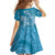 Blue Polynesia Hammerhead Shark Tattoo With Plumeria Lei Family Matching Off Shoulder Maxi Dress and Hawaiian Shirt