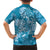 Blue Polynesia Hammerhead Shark Tattoo With Plumeria Lei Kid Hawaiian Shirt