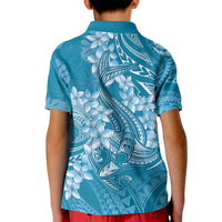 Blue Polynesia Hammerhead Shark Tattoo With Plumeria Lei Kid Polo Shirt LT14 - Polynesian Pride