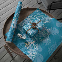 Blue Polynesia Hammerhead Shark Tattoo With Plumeria Lei Wrapping Paper - Polynesian Pride