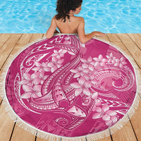 Pink Polynesia Hammerhead Shark Tattoo With Plumeria Lei Beach Blanket