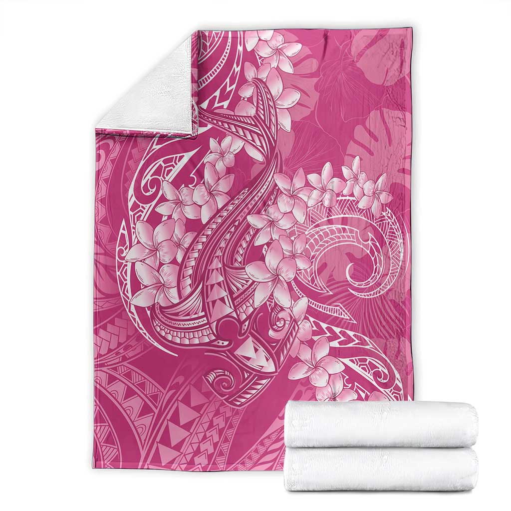Pink Polynesia Hammerhead Shark Tattoo With Plumeria Lei Blanket