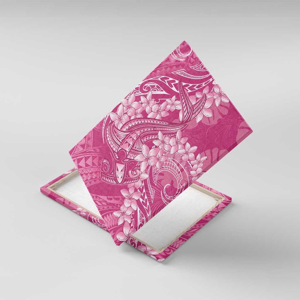 Pink Polynesia Hammerhead Shark Tattoo With Plumeria Lei Canvas Wall Art