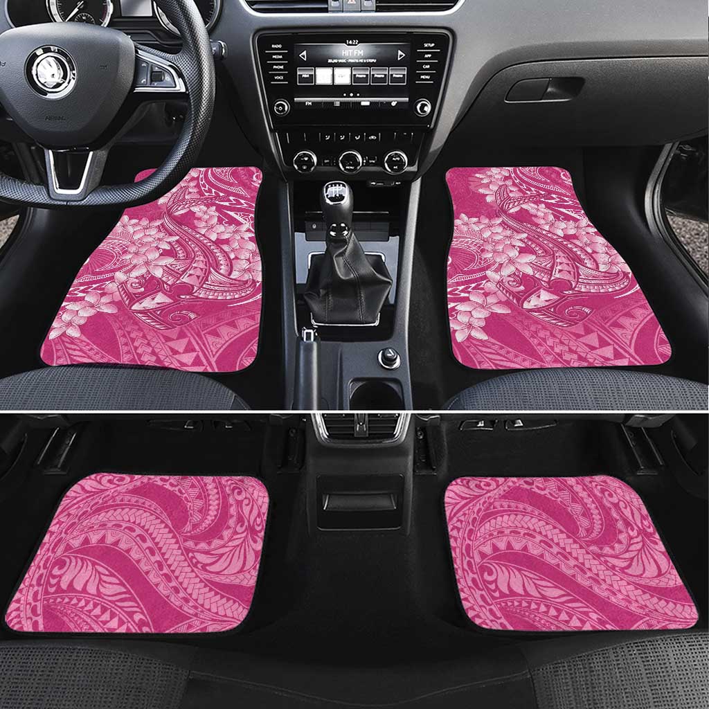 Pink Polynesia Hammerhead Shark Tattoo With Plumeria Lei Car Mats