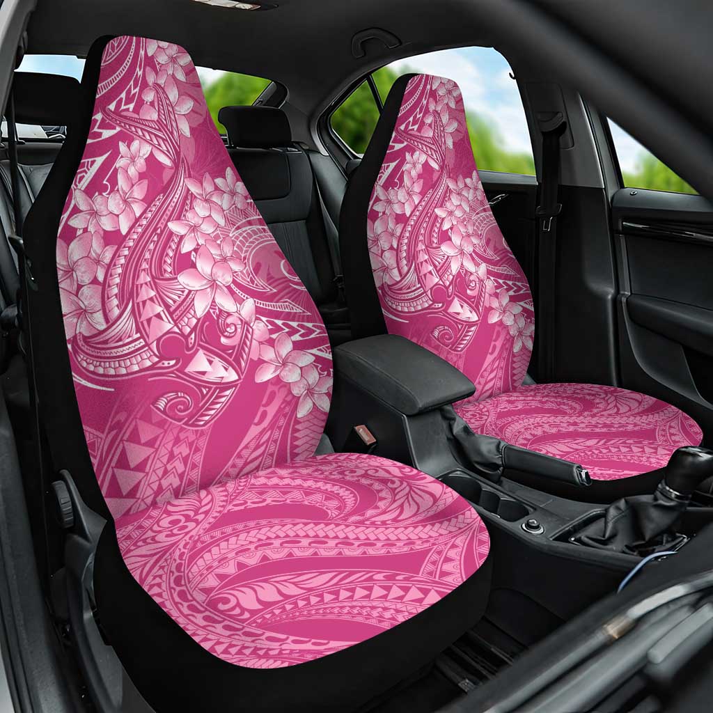 Pink Polynesia Hammerhead Shark Tattoo With Plumeria Lei Car Seat Cover