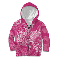 Pink Polynesia Hammerhead Shark Tattoo With Plumeria Lei Kid Hoodie LT14 Zip Hoodie Pink - Polynesian Pride