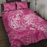 Pink Polynesia Hammerhead Shark Tattoo With Plumeria Lei Quilt Bed Set