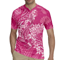 Pink Polynesia Hammerhead Shark Tattoo With Plumeria Lei Rugby Jersey