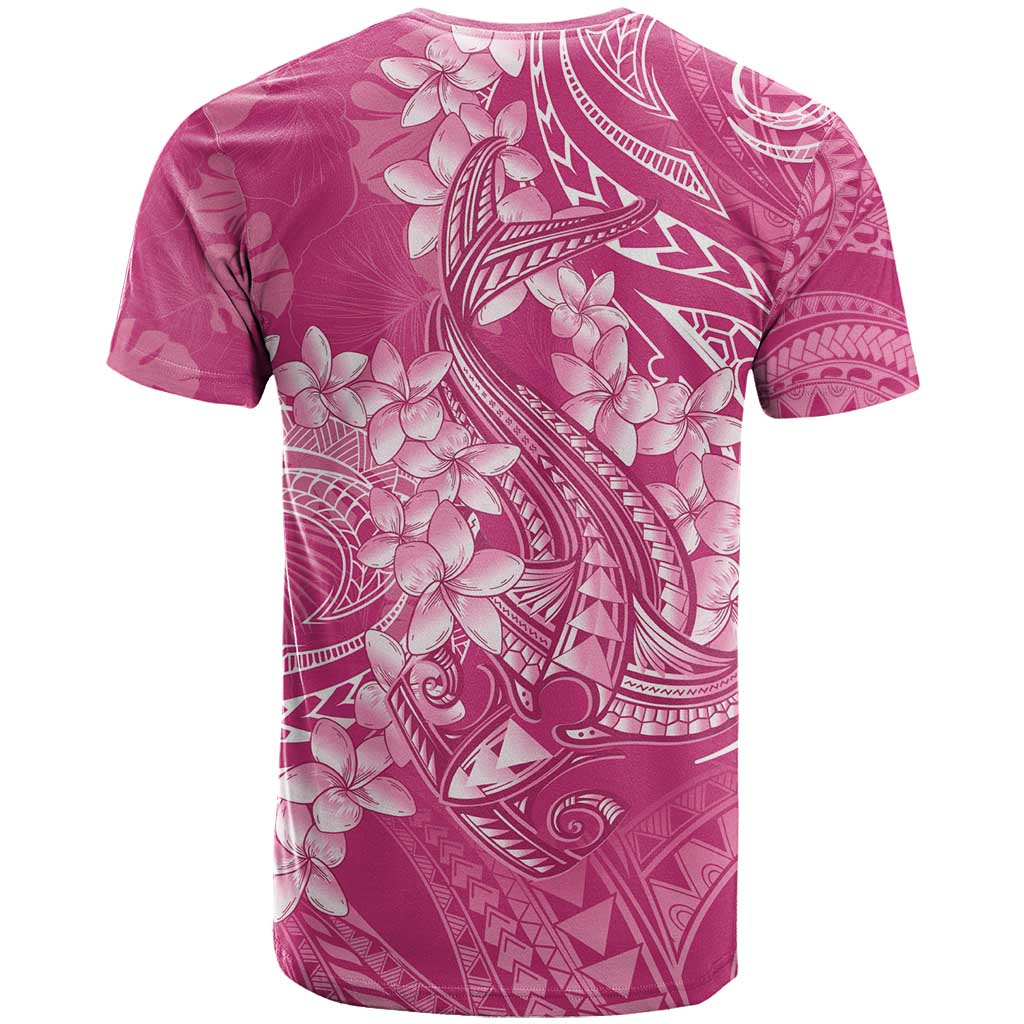 Pink Polynesia Hammerhead Shark Tattoo With Plumeria Lei T Shirt
