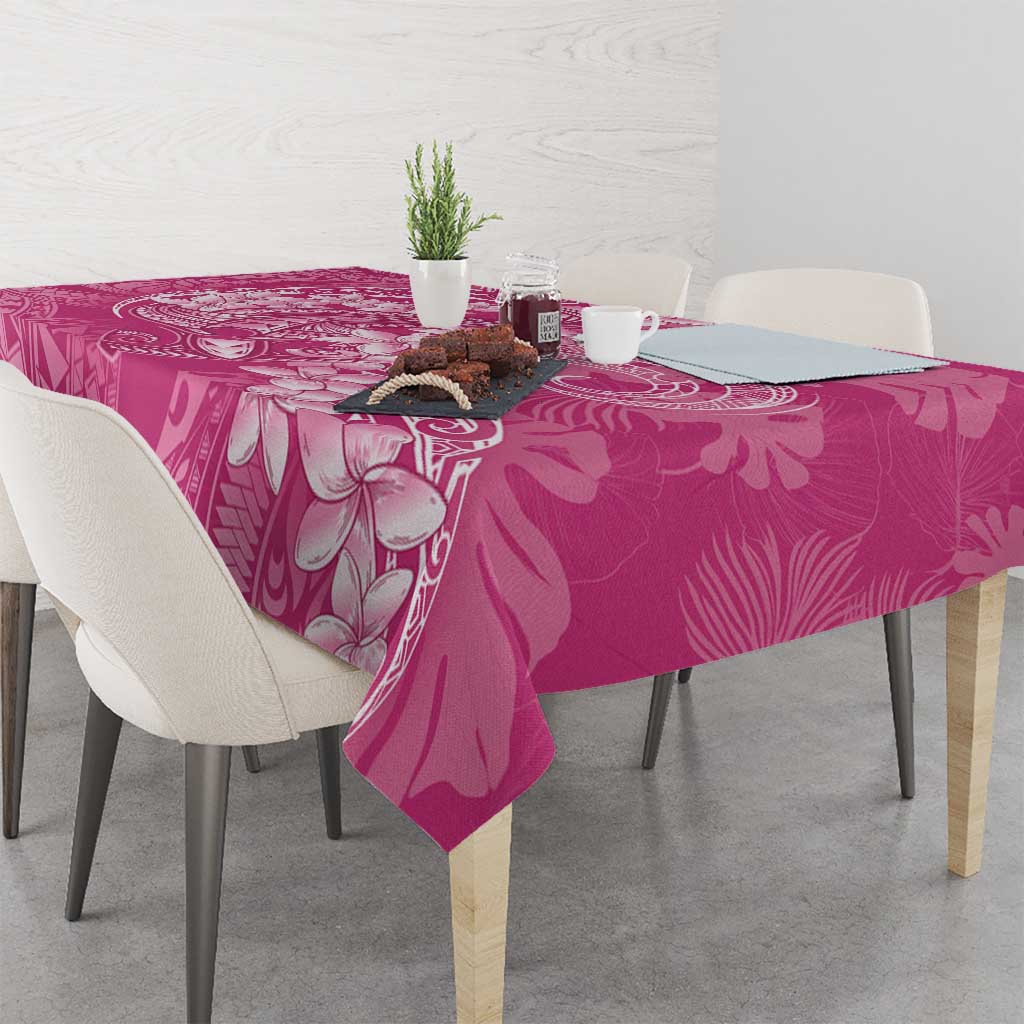 Pink Polynesia Hammerhead Shark Tattoo With Plumeria Lei Tablecloth