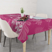 Pink Polynesia Hammerhead Shark Tattoo With Plumeria Lei Tablecloth