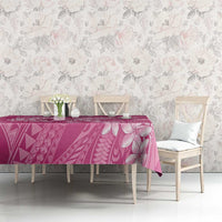 Pink Polynesia Hammerhead Shark Tattoo With Plumeria Lei Tablecloth