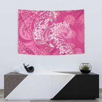 Pink Polynesia Hammerhead Shark Tattoo With Plumeria Lei Tapestry