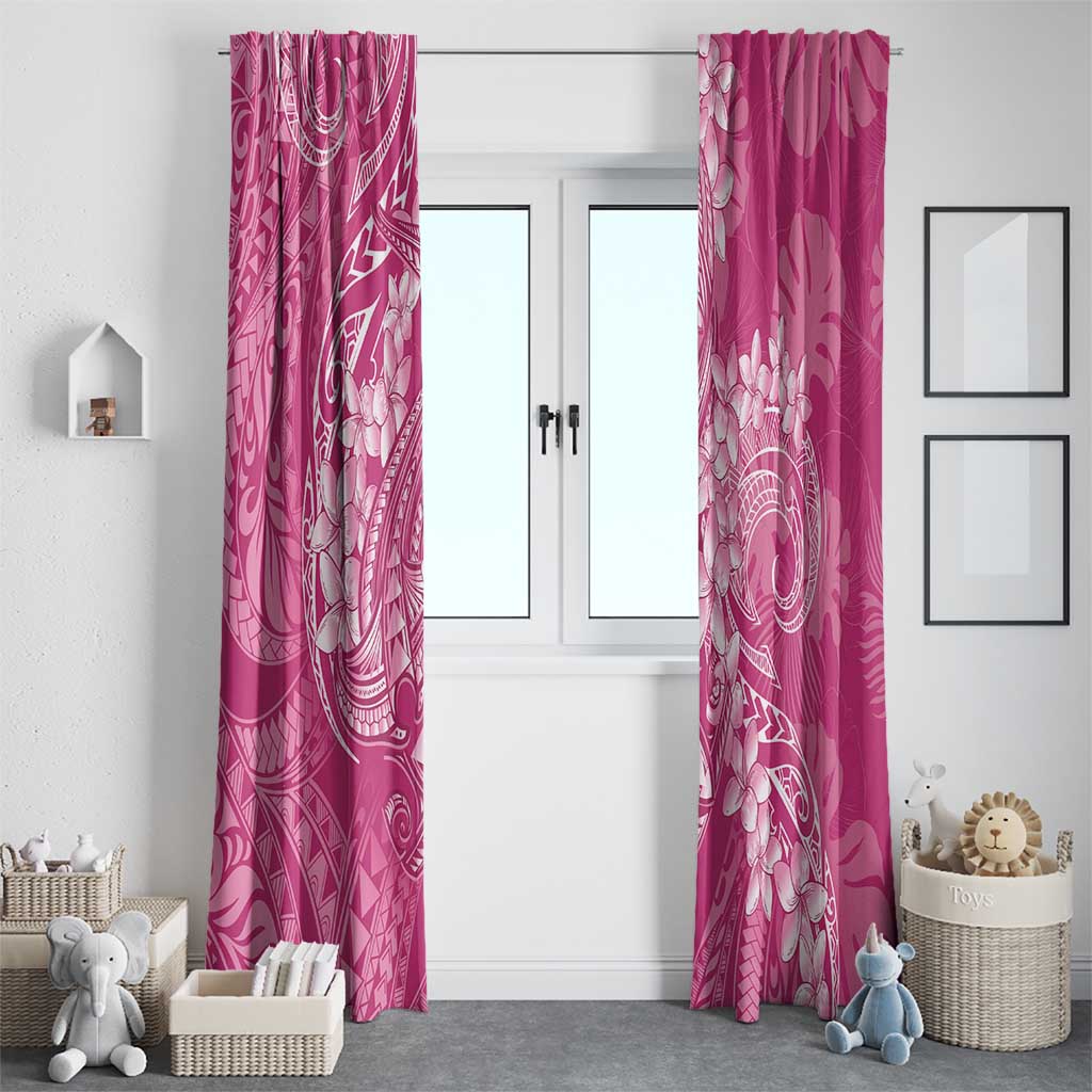 Pink Polynesia Hammerhead Shark Tattoo With Plumeria Lei Window Curtain