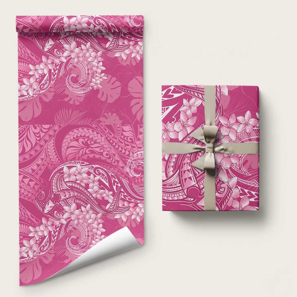 Pink Polynesia Hammerhead Shark Tattoo With Plumeria Lei Wrapping Paper - Polynesian Pride