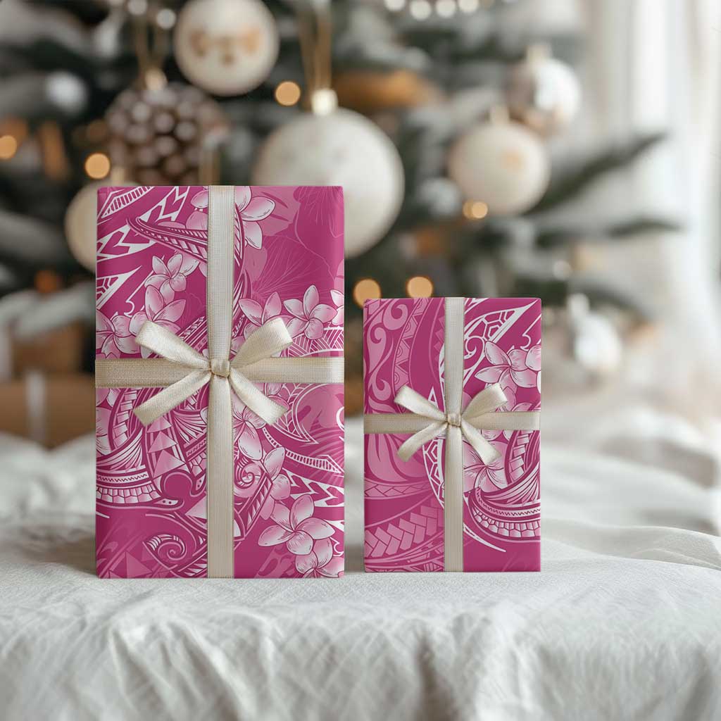 Pink Polynesia Hammerhead Shark Tattoo With Plumeria Lei Wrapping Paper - Polynesian Pride