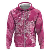 Pink Polynesia Hammerhead Shark Tattoo With Plumeria Lei Zip Hoodie LT14 Zip Hoodie Pink - Polynesian Pride