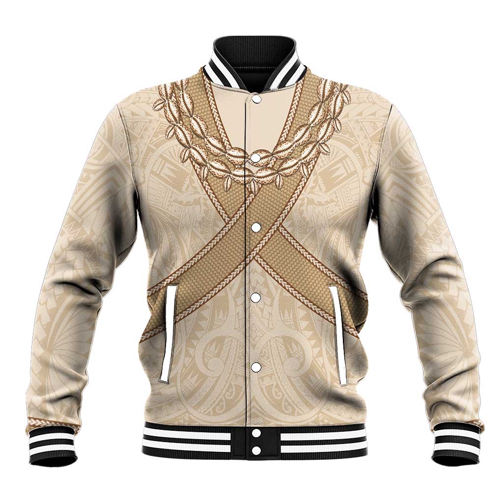 Mauri Ribaberiki Kiribati Baseball Jacket Cowrie Shells Lei Palm Leaf Weaving