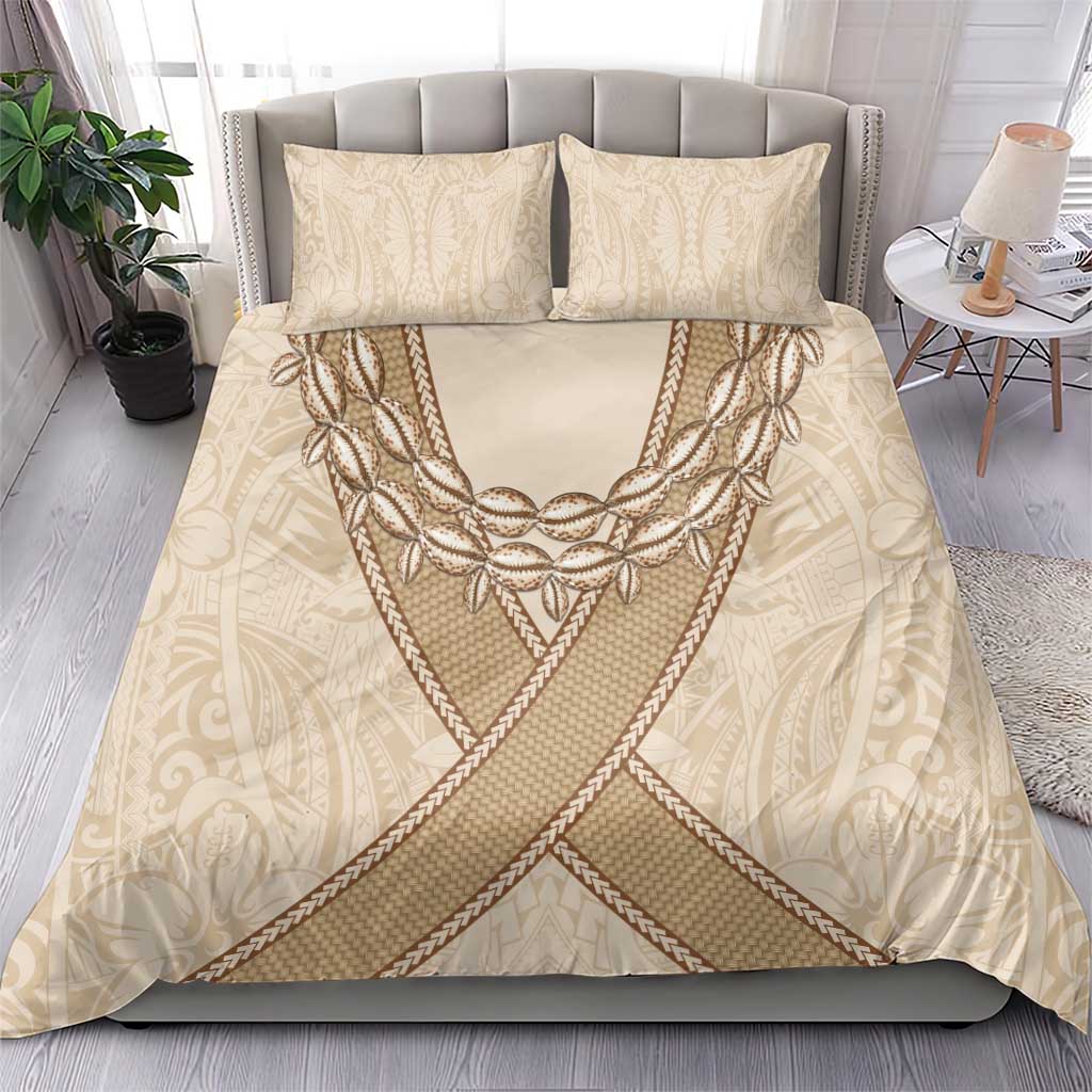 Mauri Ribaberiki Kiribati Bedding Set Cowrie Shells Lei Palm Leaf Weaving