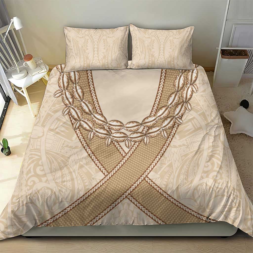 Mauri Ribaberiki Kiribati Bedding Set Cowrie Shells Lei Palm Leaf Weaving