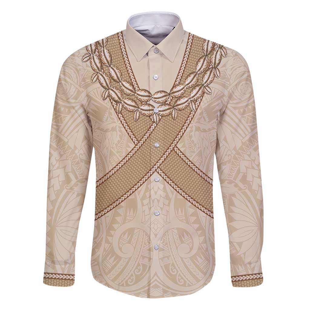 Mauri Ribaberiki Kiribati Family Matching Puletasi and Hawaiian Shirt Cowrie Shells Lei Palm Leaf Weaving