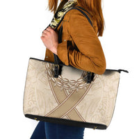 Mauri Ribaberiki Kiribati Leather Tote Bag Cowrie Shells Lei Palm Leaf Weaving