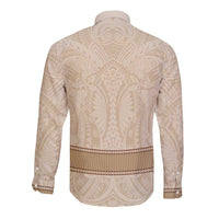 Mauri Ribaberiki Kiribati Long Sleeve Button Shirt Cowrie Shells Lei Palm Leaf Weaving