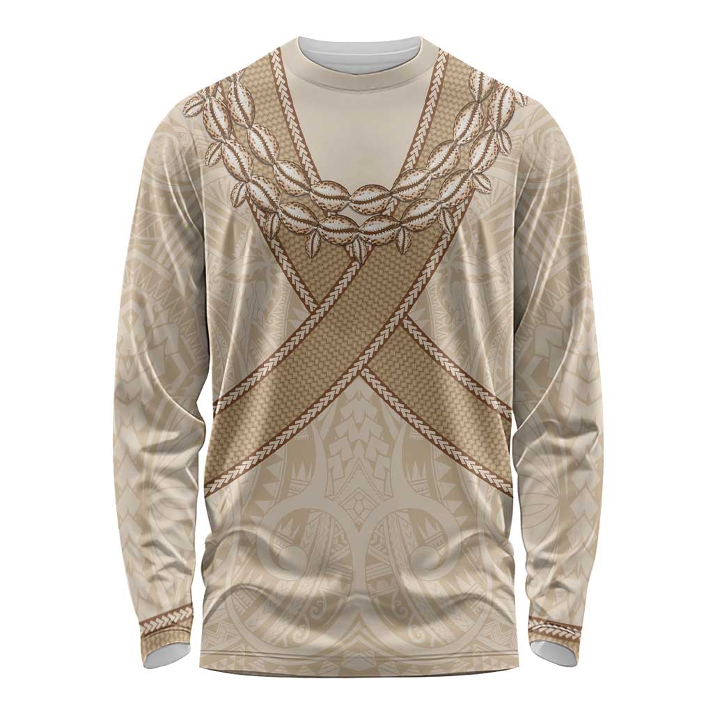 Mauri Ribaberiki Kiribati Long Sleeve Shirt Cowrie Shells Lei Palm Leaf Weaving