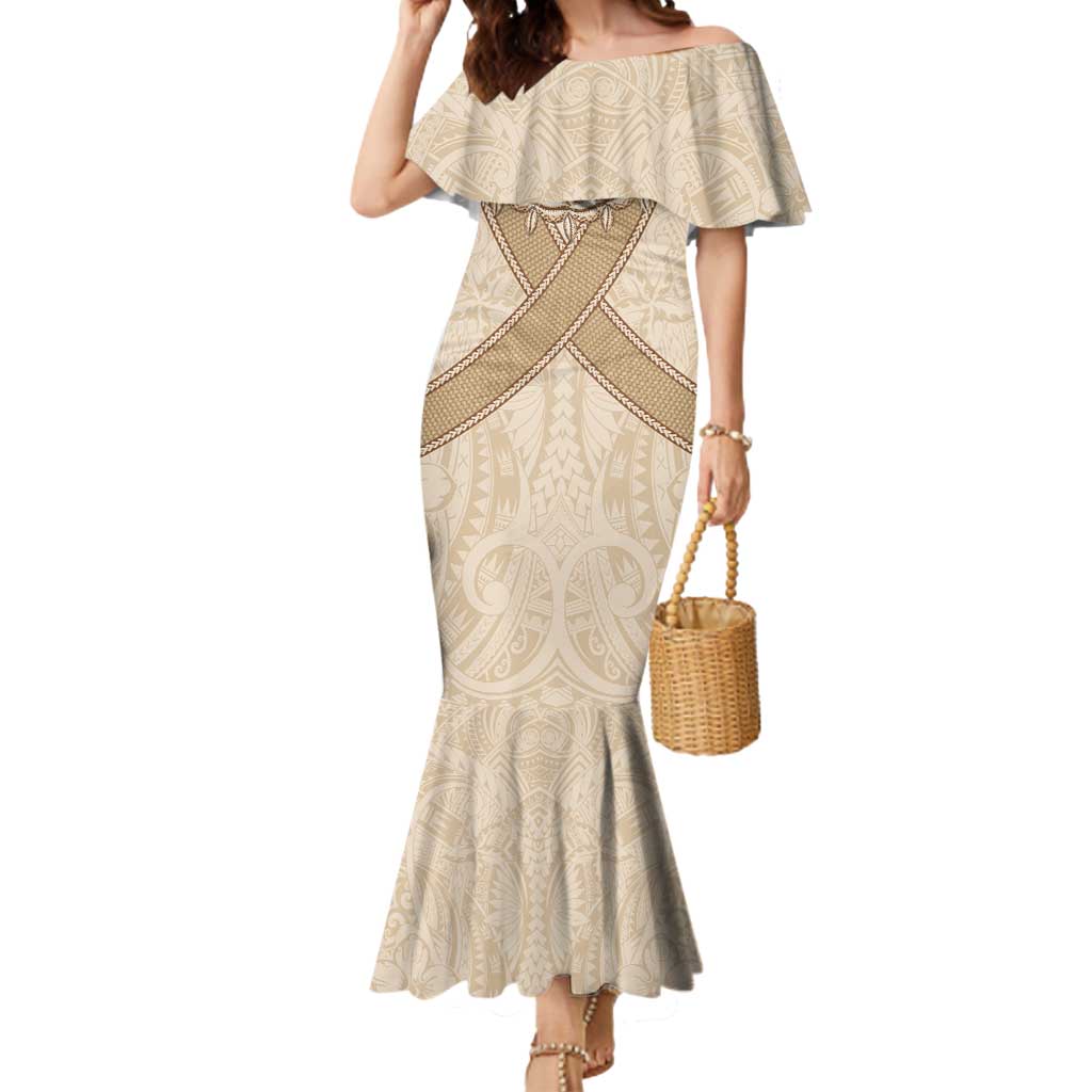 Mauri Ribaberiki Kiribati Mermaid Dress Cowrie Shells Lei Palm Leaf Weaving