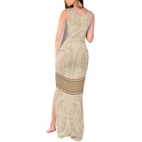 Mauri Ribaberiki Kiribati Tank Maxi Dress Cowrie Shells Lei Palm Leaf Weaving