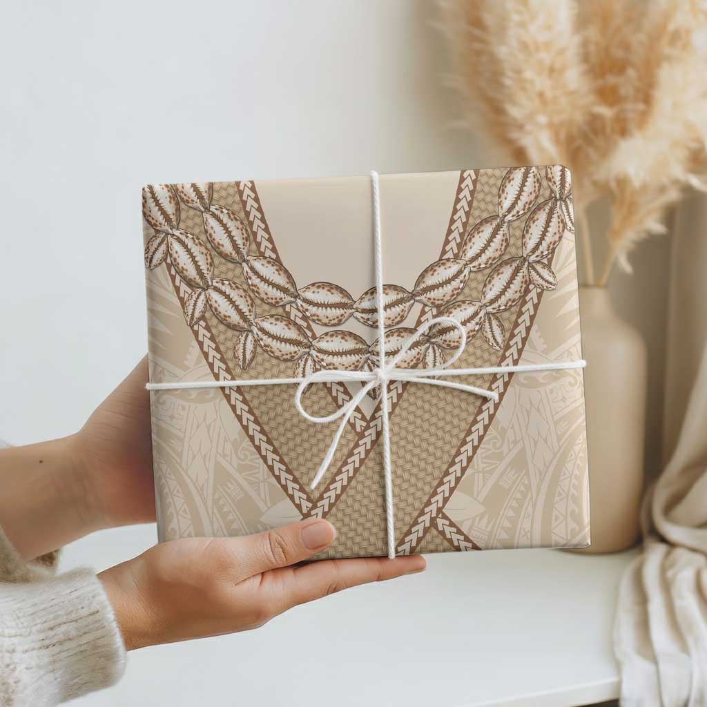 Mauri Ribaberiki Kiribati Wrapping Paper Cowrie Shells Lei Palm Leaf Weaving - Polynesian Pride