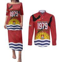Mauri Kiribati Independence Day Couples Matching Puletasi and Long Sleeve Button Shirt 1979 Proud National Frigatebird
