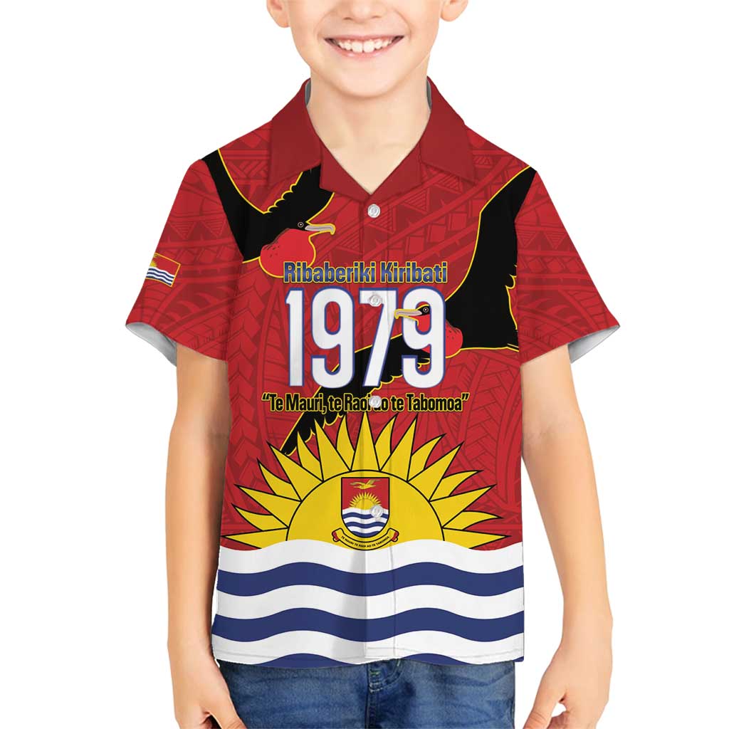 Mauri Kiribati Independence Day Family Matching Summer Maxi Dress and Hawaiian Shirt 1979 Proud National Frigatebird