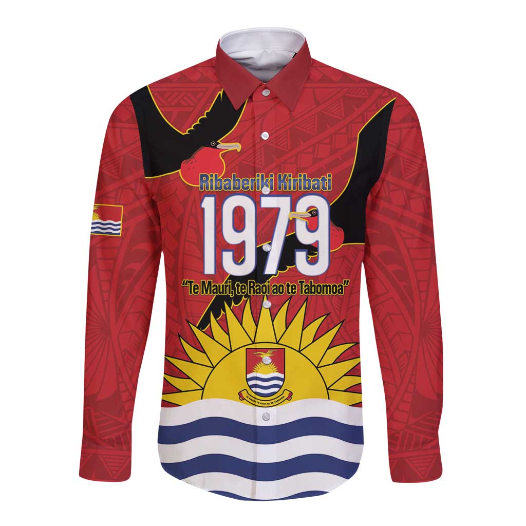 Mauri Kiribati Independence Day Long Sleeve Button Shirt 1979 Proud National Frigatebird
